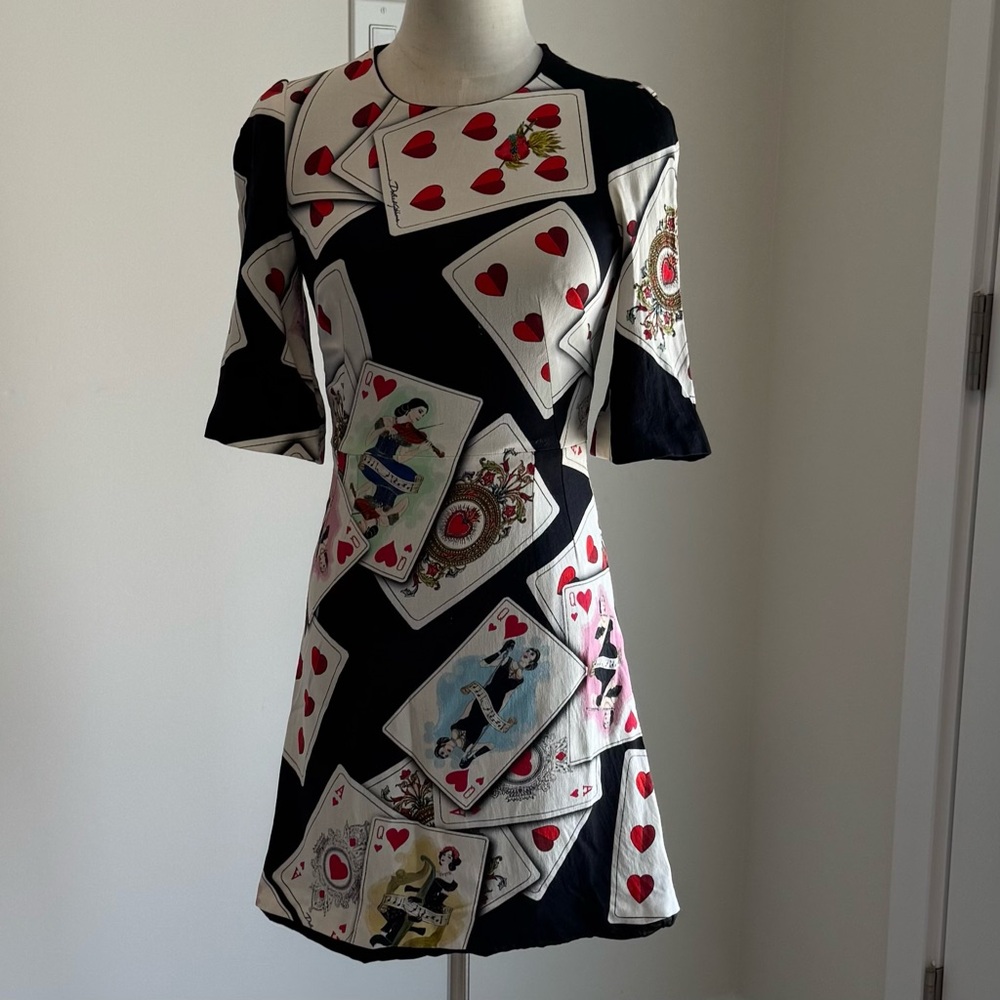 Dolce & Gabbana Playing Cards Dress - Queen of Hearts print Mini - Picture 4 of 16